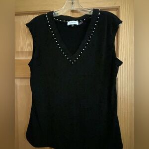 Calvin Klein sleeveless pearl neckline top - size large